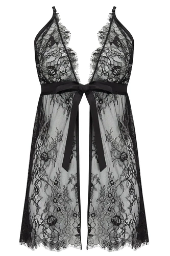 Pour Moi For Your Eyes Only Lace Babydoll - Black 