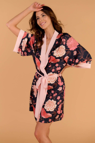 Endorfinella Kimono Honey, pink bird - kimono długie