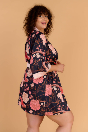 Endorfinella Kimono Honey, pink bird - kimono długie