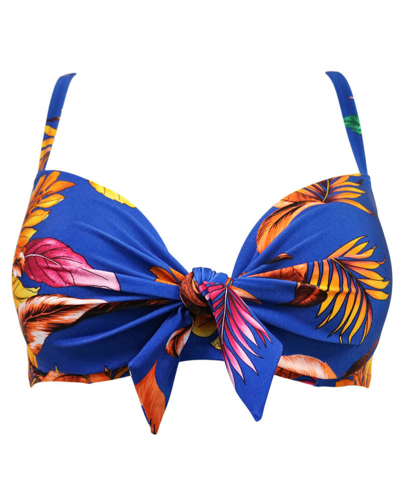 Paradiso Lightly Padded Underwired Front Tie Top - Ultramarine