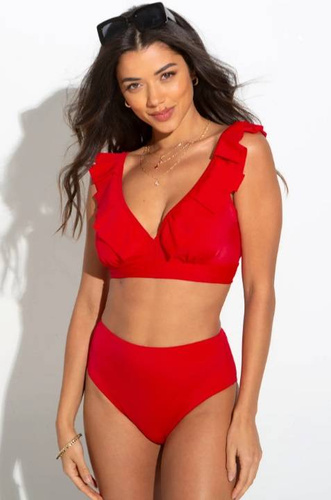 Pour Moi Space High Leg High Waist Control Brief - Red