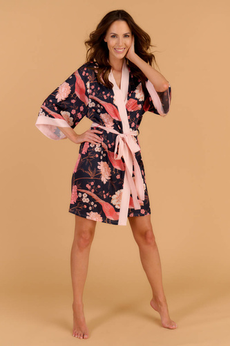Endorfinella Kimono Honey, pink bird - kimono długie