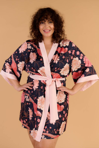 Endorfinella Kimono Honey, pink bird - kimono długie
