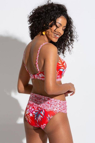 Pour Moi Horizon Fold Over Brief - Red white